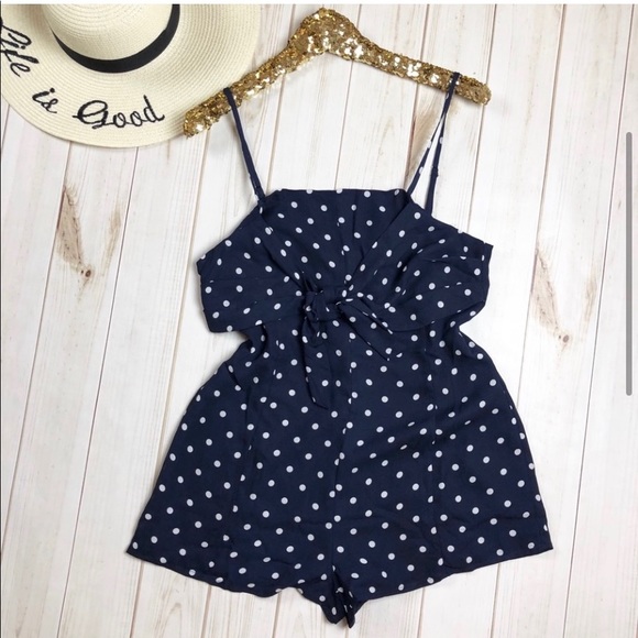 🐣NewList🆕 Polka Dot Romper in Navy Blue - Picture 2 of 6